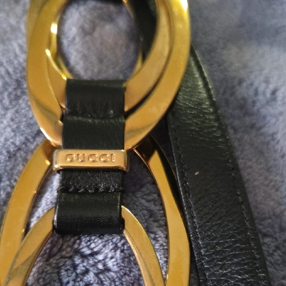 Vintage Gucci Black and Gold Oval Link Belt - Picture 7 of 14